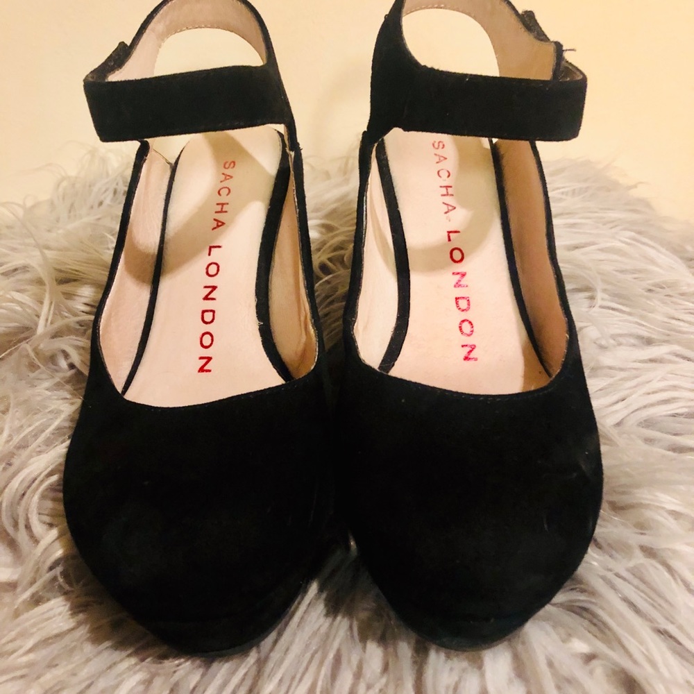 Sacha London Black Suede Heels